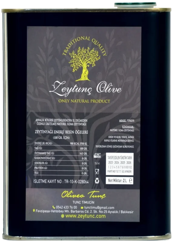 Ayvalık erken hasat zeytinyağı 2 lt 2025 Ekim sıkımı Zeytunç